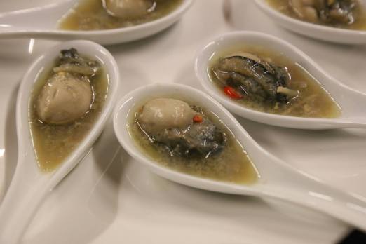 #2 steamed oyster with light soy sauce & olive oil
