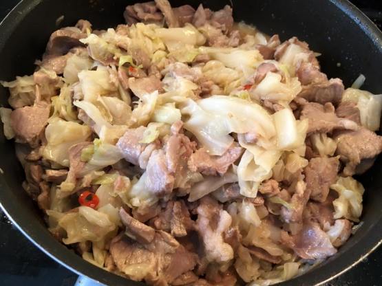pork collar with cabbage
