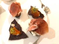 amuse bouche2 - parma ham on fig & another with ikura